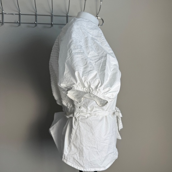 Old Navy Women's Puff Sleeve Smocked Wrap Tie Blouse White Size X-Large Tunic - Picture 2 of 11